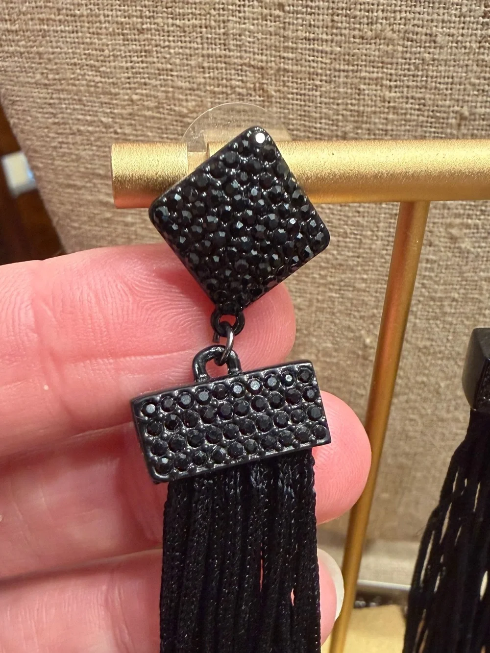 Black Tassel Drop Earrings - Elegant Women's Jewelry - Zara collection